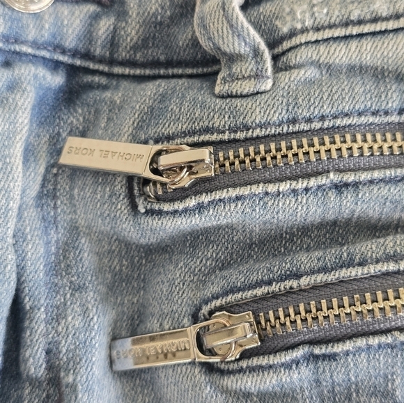Michael Kors Jeans Women’s Sz 6 Blue Double Front Hem Zips Skinny 30x28 - Picture 14 of 15